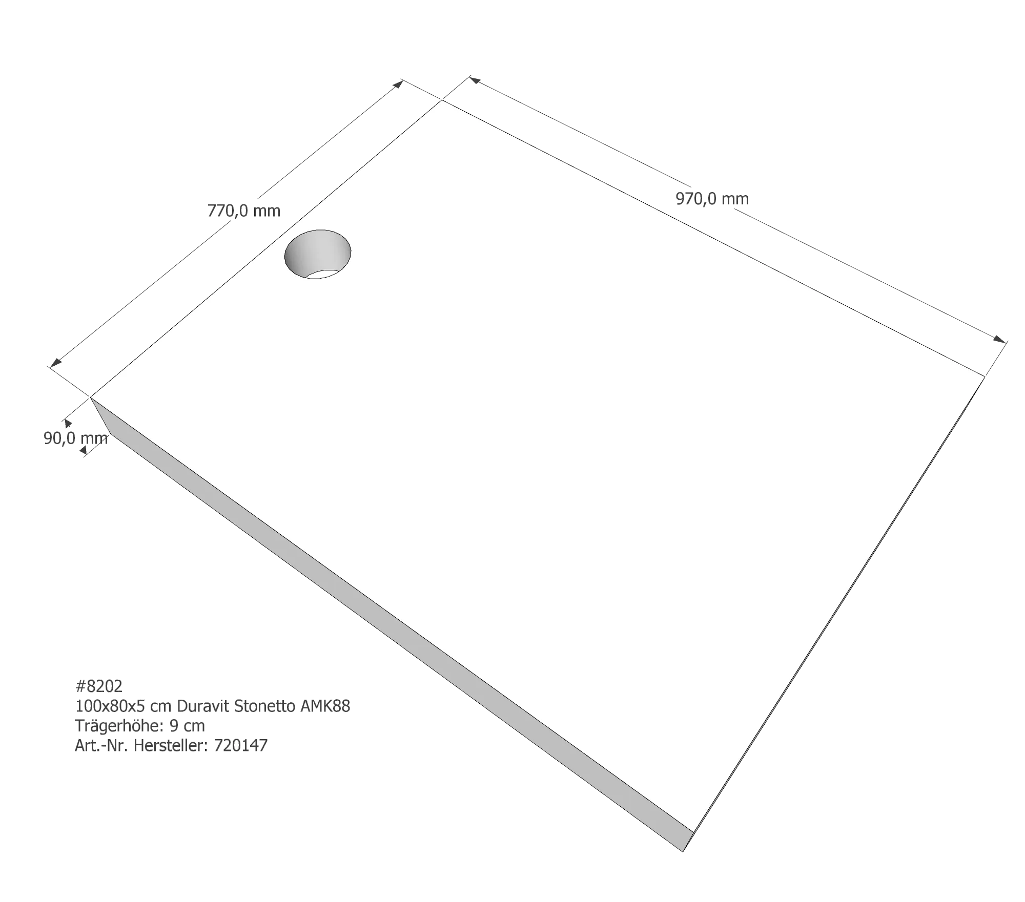 Duschwannenträger für Duravit Stonetto 100 × 80 × 5 cm Breite: 80 cm / Länge: 100 cm Duschwannenträger für Duravit Stonetto 100 × 80 × 5 cm Breite: 80 cm / Länge: 100 cm