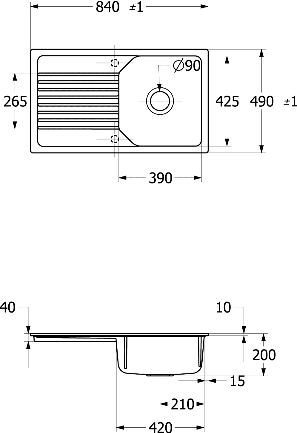Villeroy & Boch flächenbündiges Küchenspülbecken „Linara“ 840 × 490 × 200 mm in Snow White