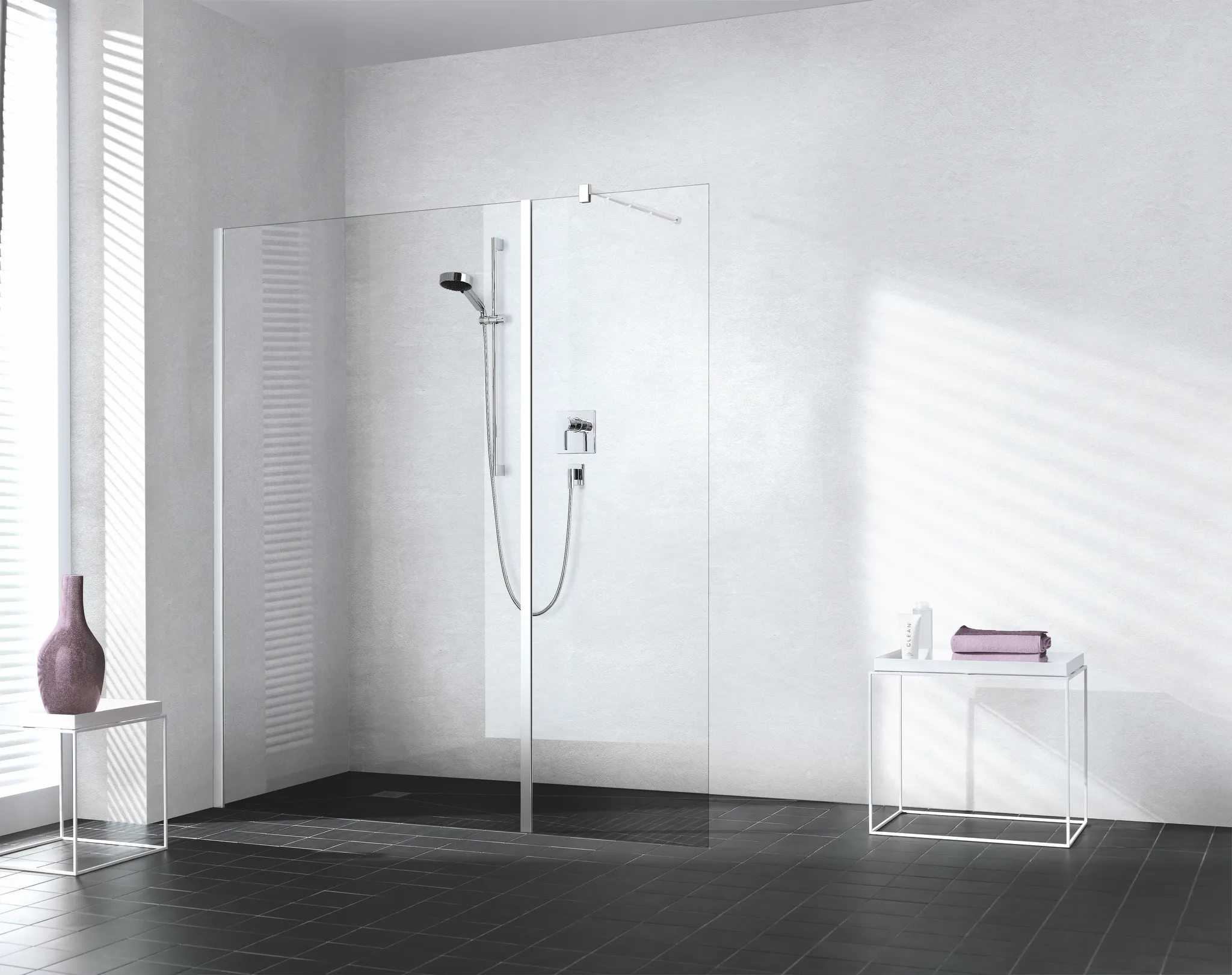 Kermi Duschdesign Walk-In-Duschkabine „WALK-IN XB“ Glas Klar, Profile Silber Hochglanz, BV: 300 - 300 mm H: 2000 mm Kermi Duschdesign Walk-In-Duschkabine „WALK-IN XB“ Glas Klar, Profile Silber Hochglanz, BV: 300 - 300 mm H: 2000 mm