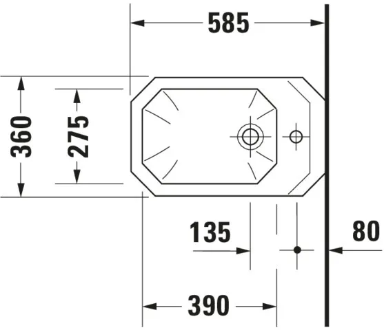 Duravit Wand-Bidet „1930“, Befestigung sichtbar 36 × 58,5 × 34,5 cm Duravit Wand-Bidet „1930“, Befestigung sichtbar 36 × 58,5 × 34,5 cm