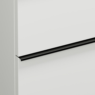 Hochschrank, 1 Tür oben, anthrazitgrau, außen verspiegelt;1 Tür unten;4 Glaseinlegeböden;1 fester Boden, Tiefe: 320 mm, Breite: 350 mm, Höhe: 1760 mm