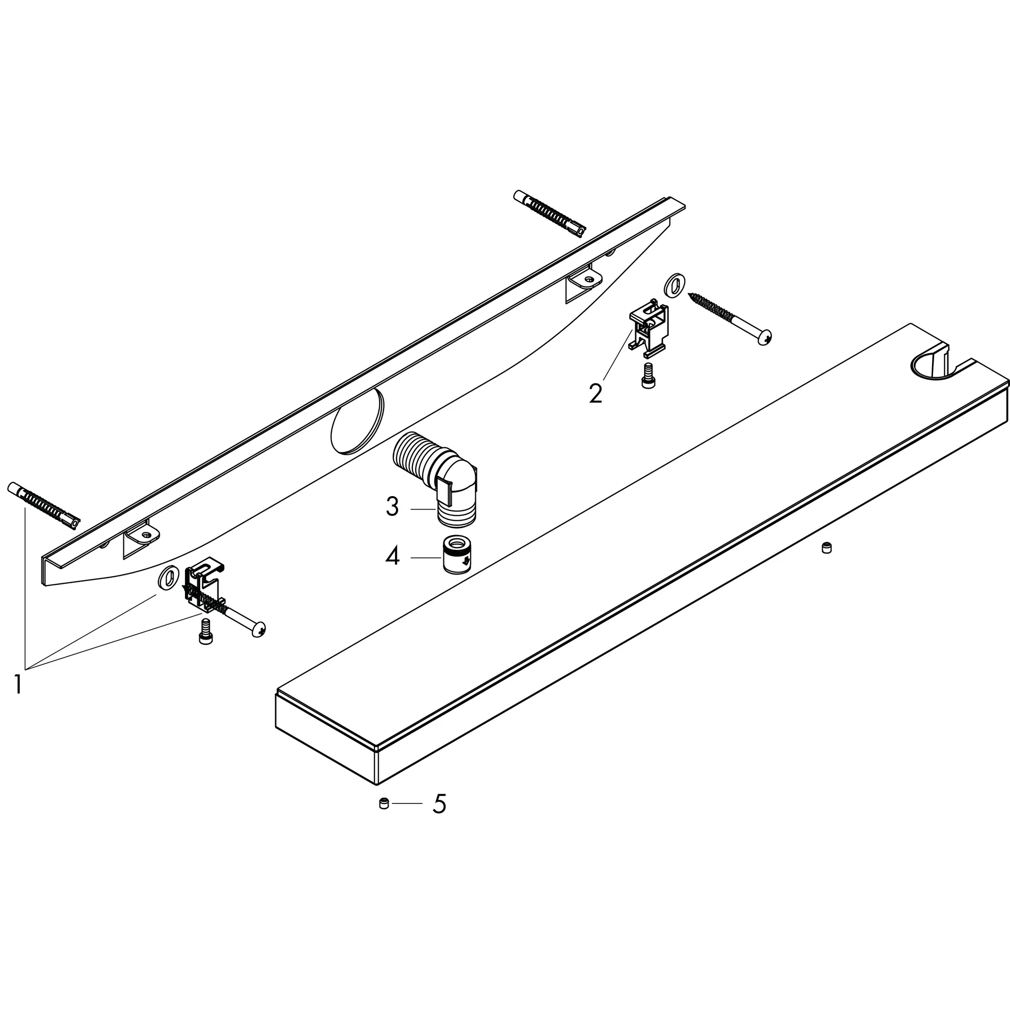 Hansgrohe Rainfinity Wandanschluss Porter 500 mit Brausehalter rechts und Duschablage, Mattweiß