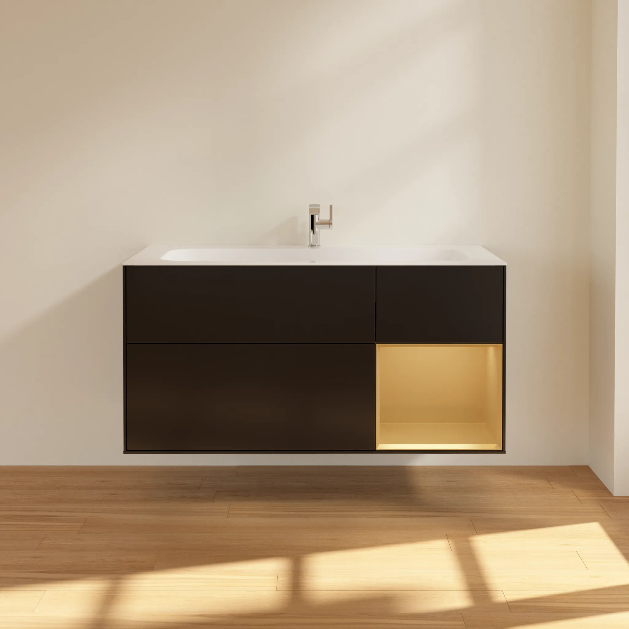 Villeroy & Boch Waschtischunterschrank „Finion“ für Schrankwaschtisch 1196 × 591 × 498 mm Black Matt Lacquer, für Becken mittig Villeroy & Boch Waschtischunterschrank „Finion“ für Schrankwaschtisch 1196 × 591 × 498 mm Black Matt Lacquer, für Becken mittig