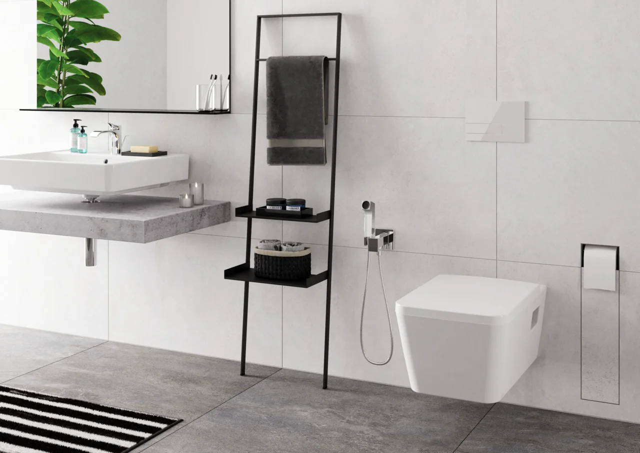 Hansgrohe Bidette Handbrause EcoSmart Warmwasser, Chrom, Brausekopf 28 mm, Schlauch 1250 mm