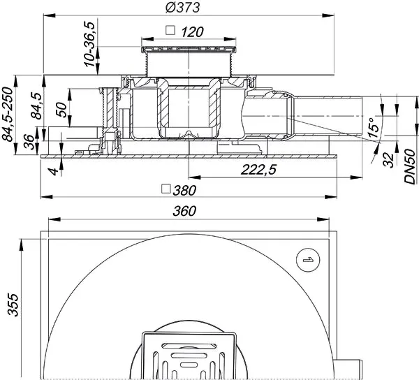 Bodenablauf Set DallDrain Select, DN 50, 120 x 120 mm
