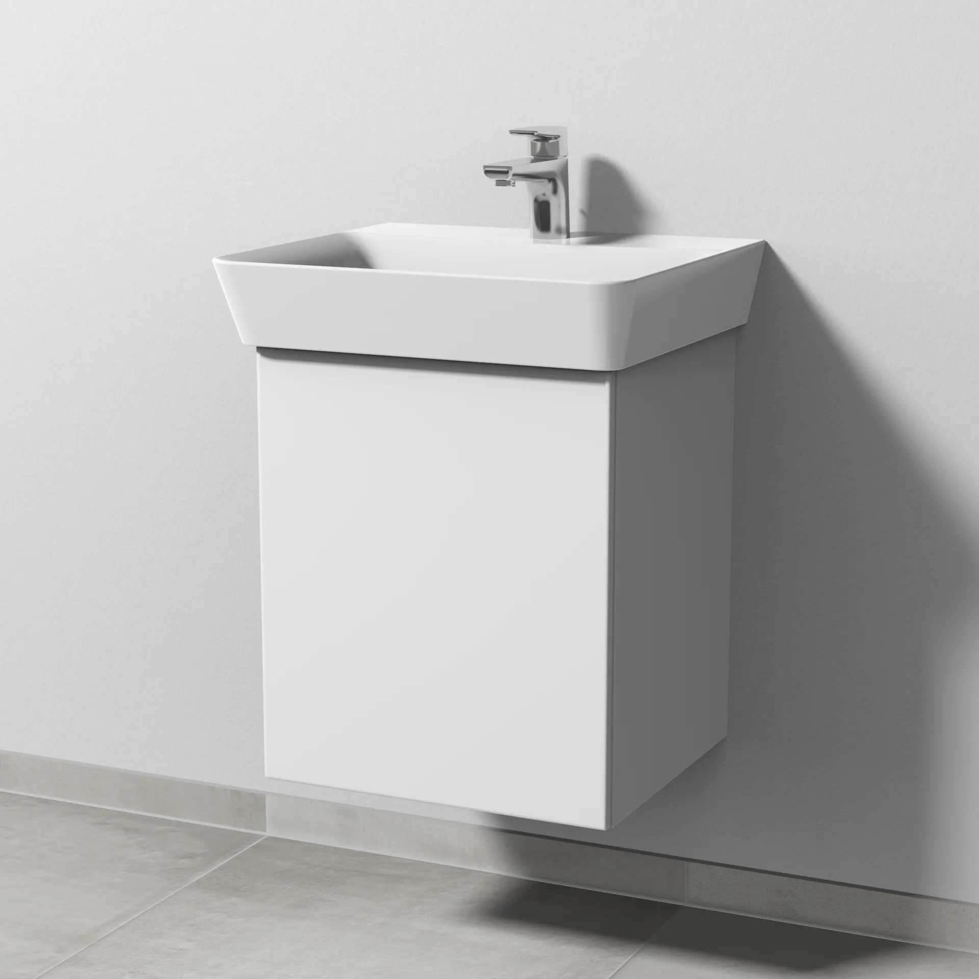Sanipa Waschtischunterschrank „3way“ passend zu Keramik-Waschtische Connect Air Cube von Ideal Standard 430 × 513 × 392 mm in Weiß-Soft, Anschlag