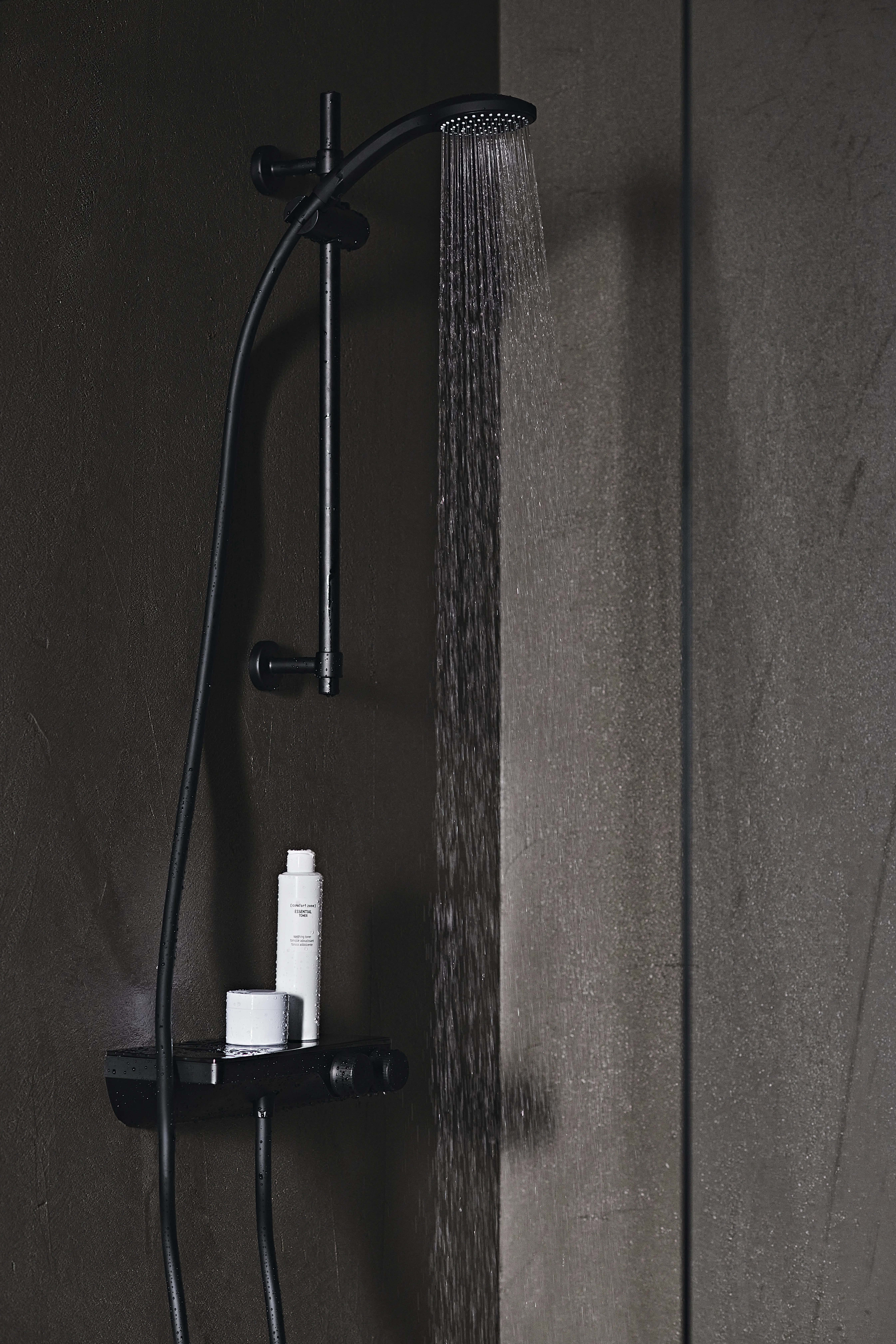 Brausekombination Idealrain 600mm 1-Funktion-Handbrause 100mm Silk Black