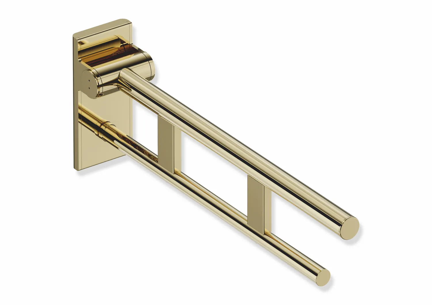 Stützklappgriff Duo, Design A des Systems 900, Edelstahl, PVD, Ausladung 600 mm, in Farbe CK (Messing glänzend) Stützklappgriff Duo, Design A des Systems 900, Edelstahl, PVD, Ausladung 600 mm, in Farbe CK (Messing glänzend)