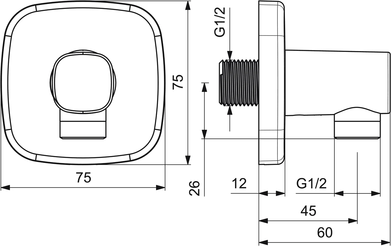 HansaLIVING Wandanschlussbogen Hansajet soft edge 5118 Rosette soft edge G1⁄2 DN15 Chrom HansaLIVING Wandanschlussbogen Hansajet soft edge 5118 Rosette soft edge G1⁄2 DN15 Chrom