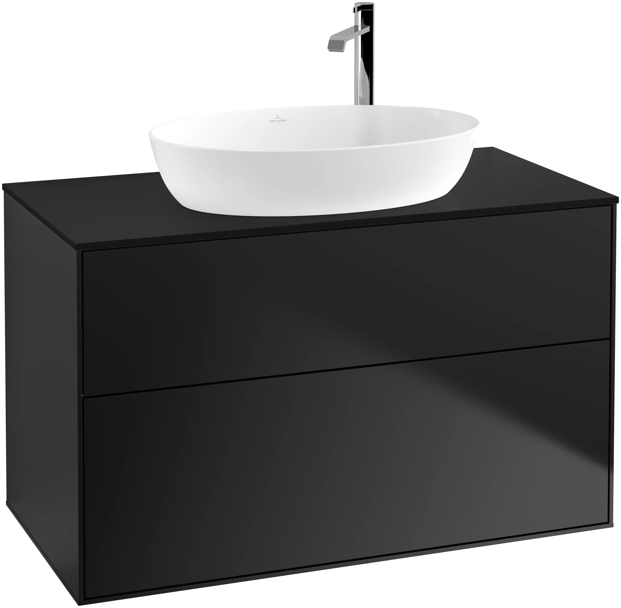 Villeroy & Boch Waschbeckenunterschrank Finion F88, 1000x603x501 mm, Black Matt Lacquer, mit SoftClosing und Push-to-open Funktion