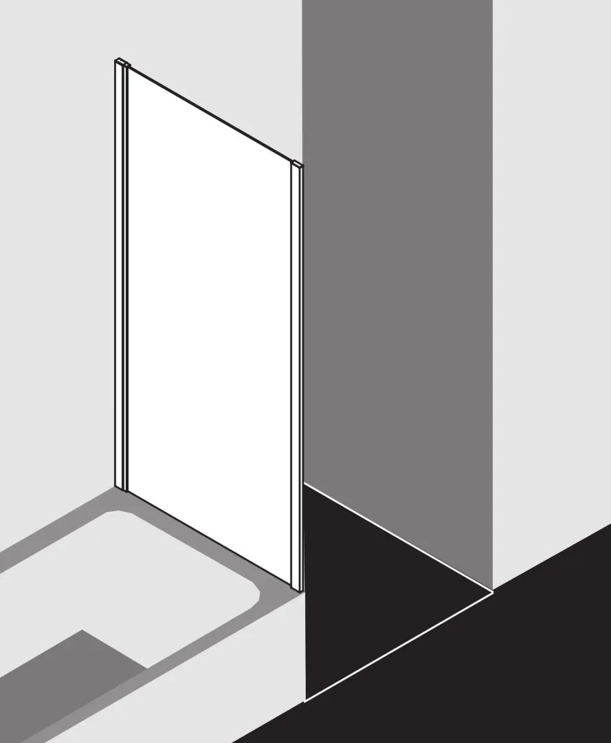 Kermi verkürzte Seitenwand Seitenwand verkürzt auf Badewanne für Ecke „LIGA“ 160 cm Glas Klar, Profile Silber Mattglanz