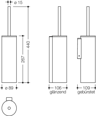 WC-Bürstengarnitur mit Deckel, Metall, PVD, zur Wandmontage, in Farbe CK (messing glänzend) WC-Bürstengarnitur mit Deckel, Metall, PVD, zur Wandmontage, in Farbe CK (messing glänzend)