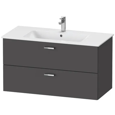 Duravit Waschtischunterschrank mit Waschtischunterbau und Spiegel „XBase“ 103 × 200 × 49 cm in Graphit Matt