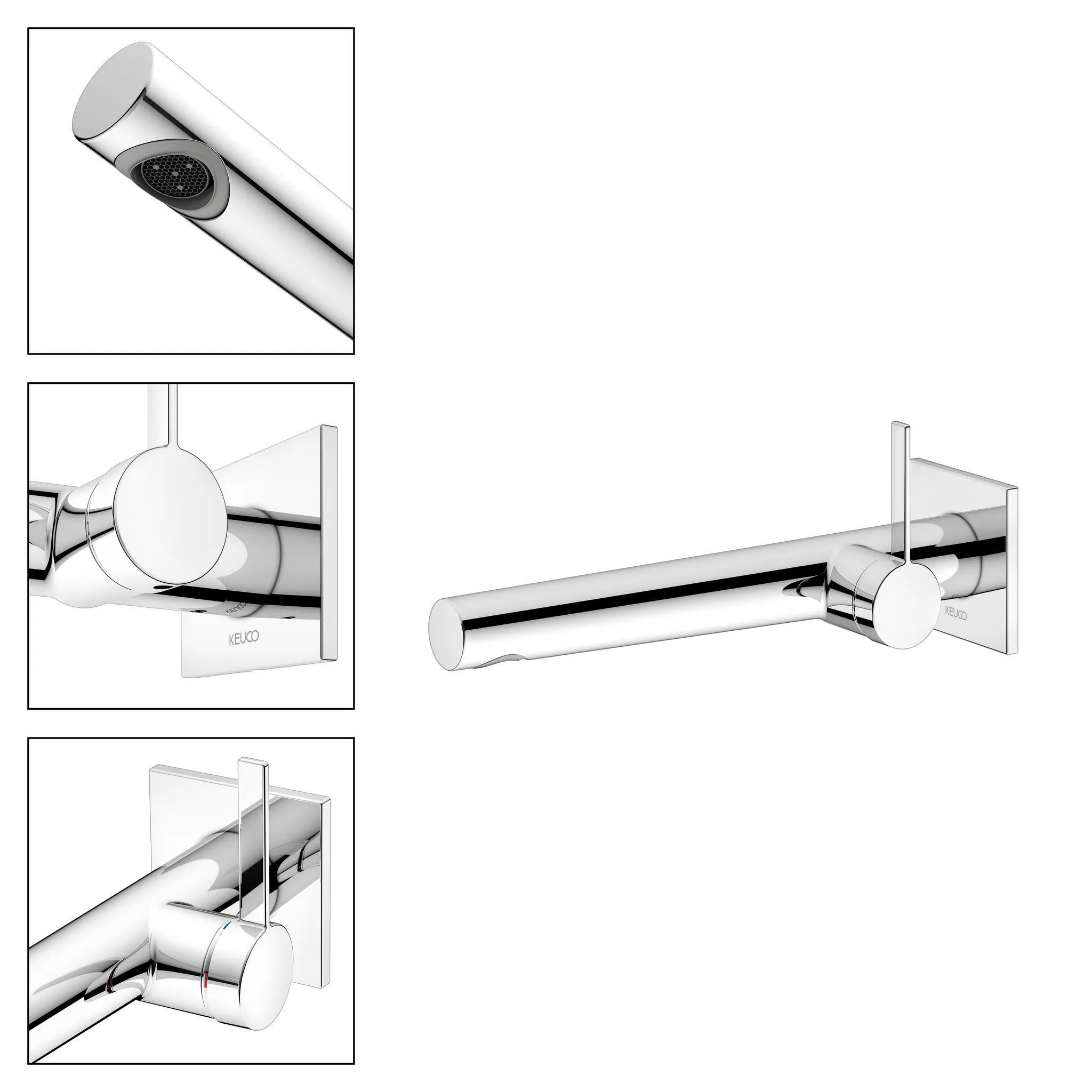 KEUCO IXMO Einhebel-Waschtischmischer Unterputz 1 Loch IXMO Pure für Wandmontage, eckig Ausladung 243 mm/IXMO Pure verchromt