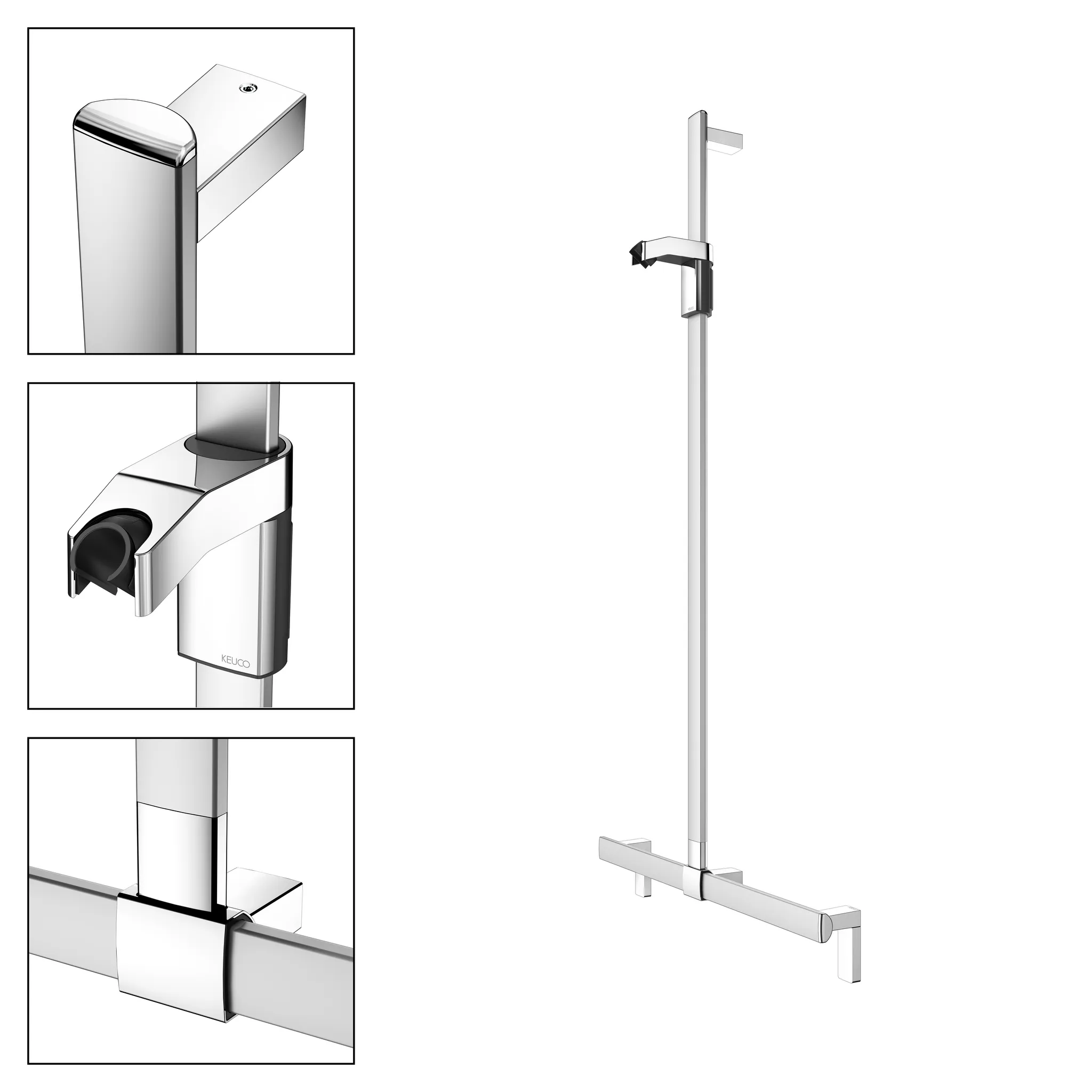 KEUCO AXESS Duschhandlauf mit Brausestange 700/1300 mm silber-eloxiert KEUCO AXESS Duschhandlauf mit Brausestange 700/1300 mm silber-eloxiert