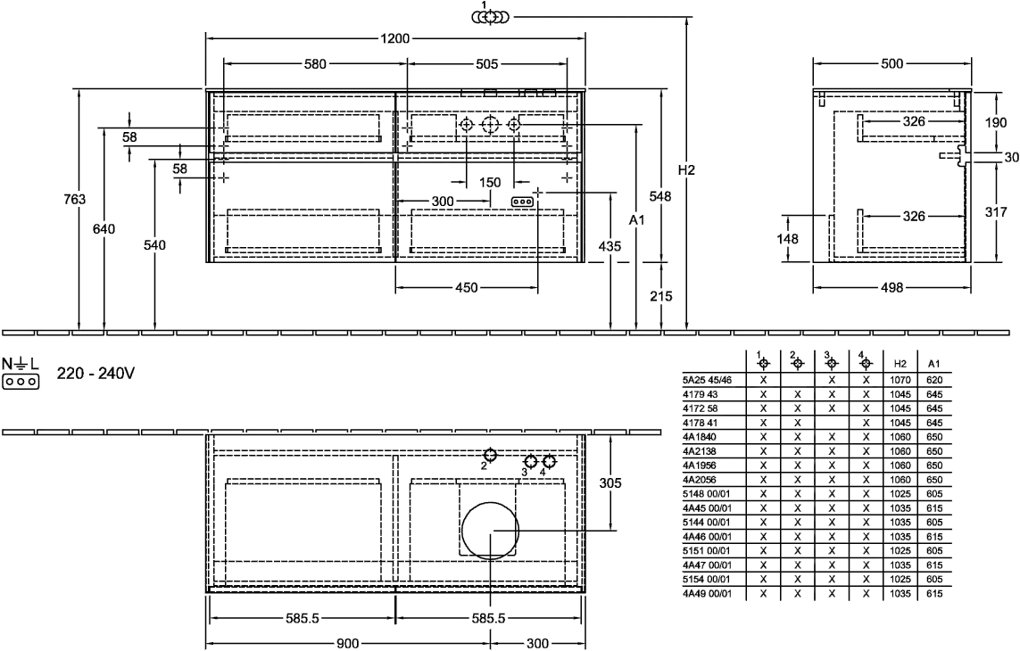Villeroy & Boch Waschtischunterschrank „Collaro“ 1200 × 548 × 500 mm Stone Oak, für Becken rechts, mit Beleuchtung Villeroy & Boch Waschtischunterschrank „Collaro“ 1200 × 548 × 500 mm Stone Oak, für Becken rechts, mit Beleuchtung