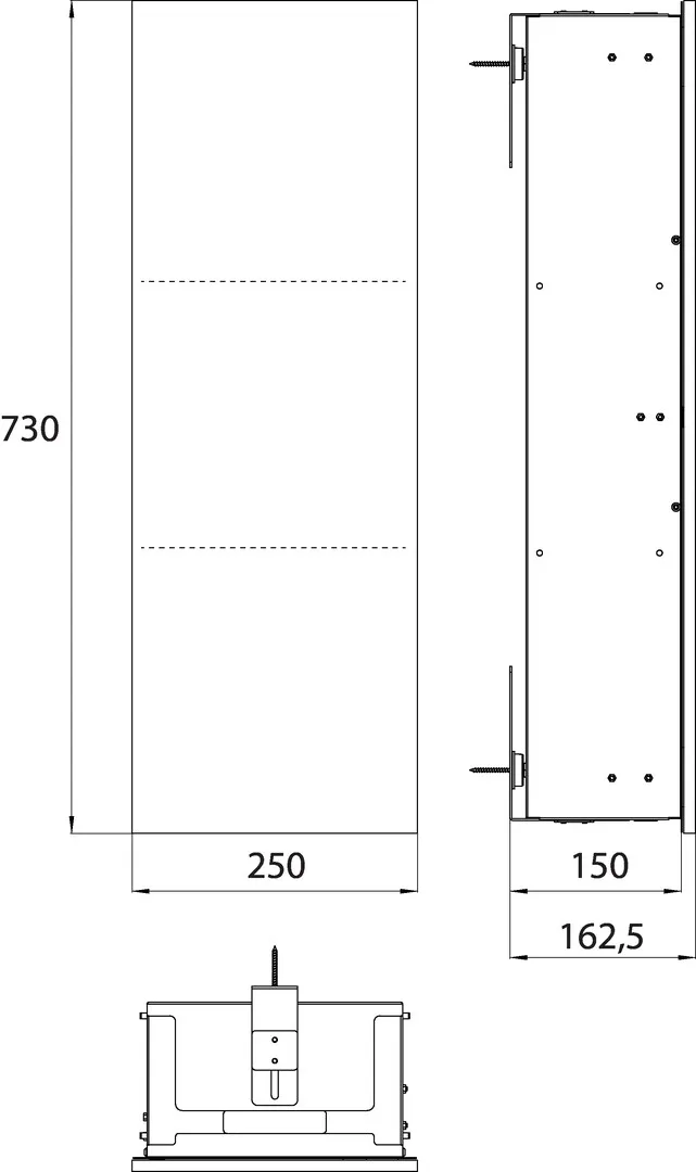 Schrankmodul asis pure Türanschlag links, Unterputz, 730mm, schwarz matt