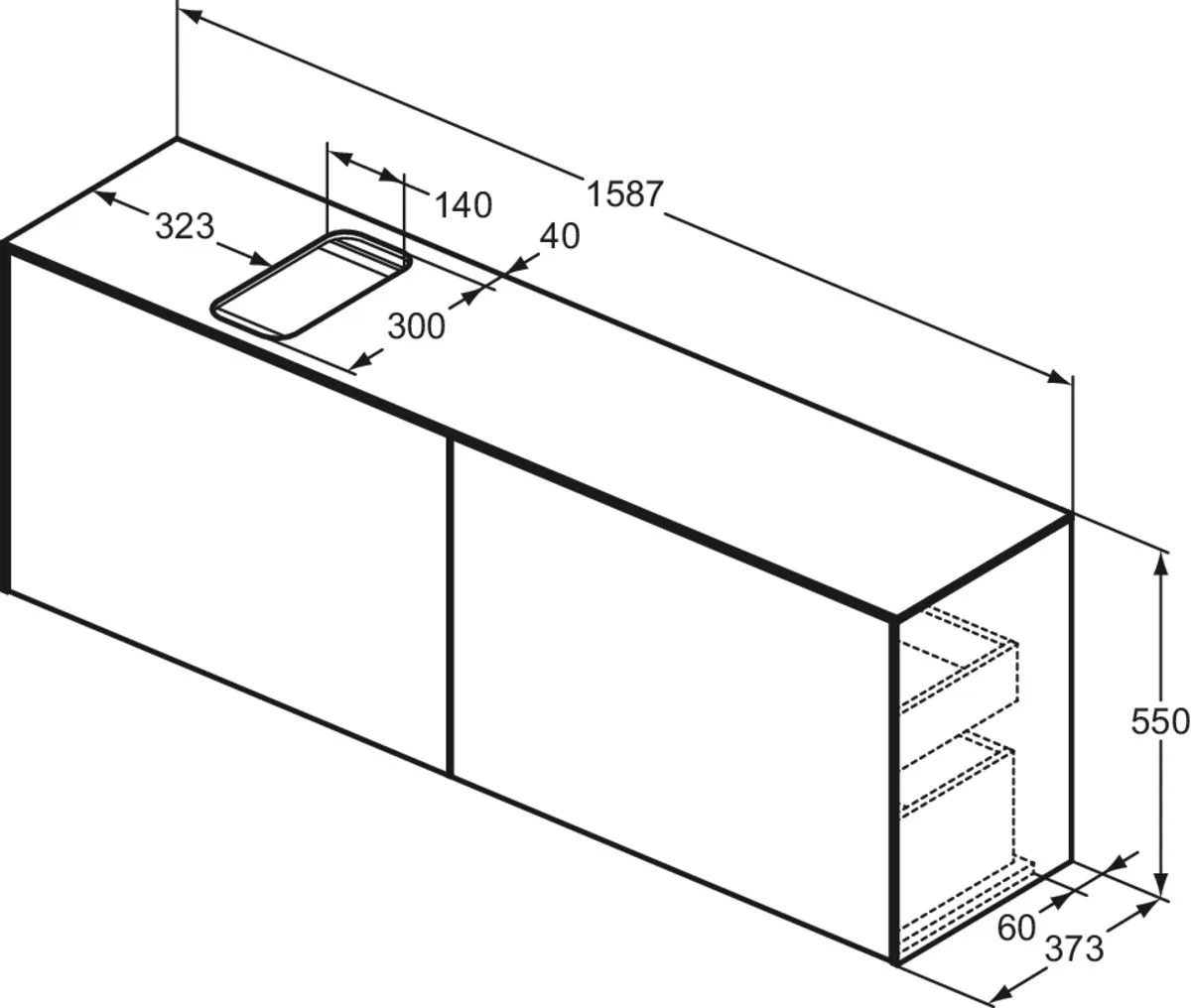 Ideal Standard Waschtischunterschrank „Conca“ 158,7 × 55 × 37,3 cm Sunset matt lackiert Ideal Standard Waschtischunterschrank „Conca“ 158,7 × 55 × 37,3 cm Sunset matt lackiert