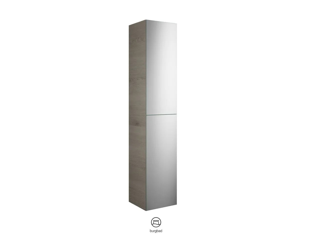 Hochschrank, 2 Spiegeltüren mit Tip-On-Technik;4 Einlegeböden;1 fester Boden, Tiefe: 350 mm, Breite: 350 mm, Höhe: 1760 mm