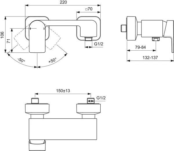 Ideal Standard Brausearmatur Aufputz Edge, Chrom Ideal Standard Brausearmatur Aufputz Edge, Chrom