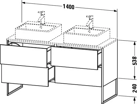 Duravit Waschtischunterschrank bodenstehend „XSquare“ 140 × 77,8 × 54,8 cm