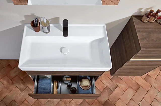 Villeroy & Boch Schrankwaschtisch aus TitanCeram „Collaro“ 800 × 465 × 160 mm, mit Hahnlochbohrung, Hahnlochposition mittig in Weiß Alpin Villeroy & Boch Schrankwaschtisch aus TitanCeram „Collaro“ 800 × 465 × 160 mm, mit Hahnlochbohrung, Hahnlochposition mittig in Weiß Alpin