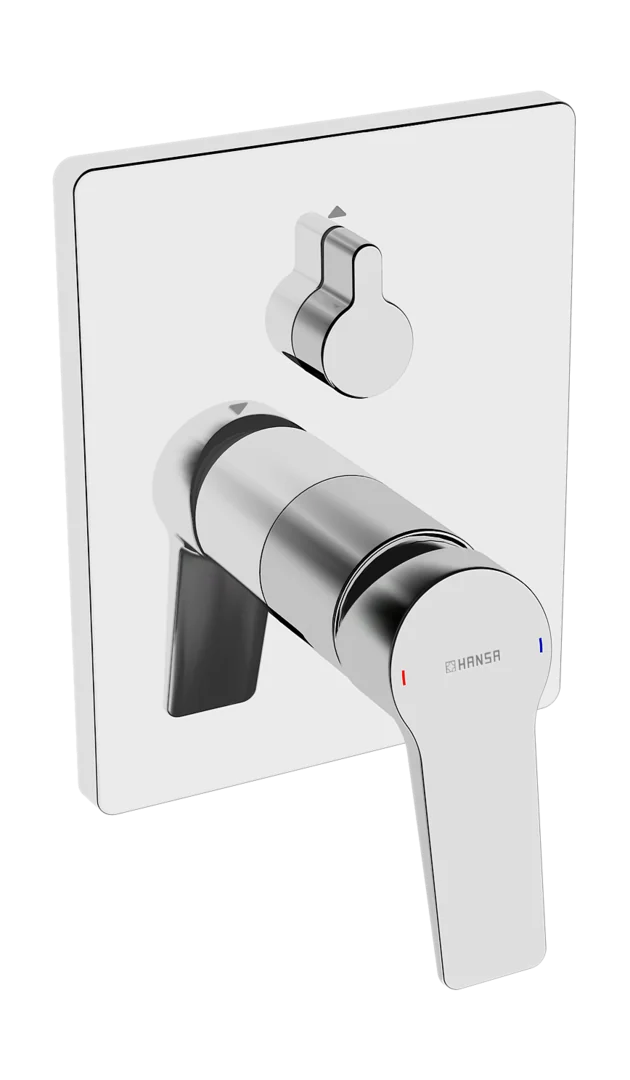 HansaTWIST Wannen- und Brausearmatur Einhebelmischer Fertigmontageset für Wanne/Brause 8984 Rosette eckig mit Sicherungseinrichtung Chrom