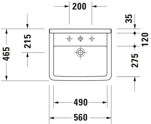Einbauwaschtisch „Starck 3“, mit Überlauf, Hahnlochposition mittig Einbauwaschtisch „Starck 3“, mit Überlauf, Hahnlochposition mittig