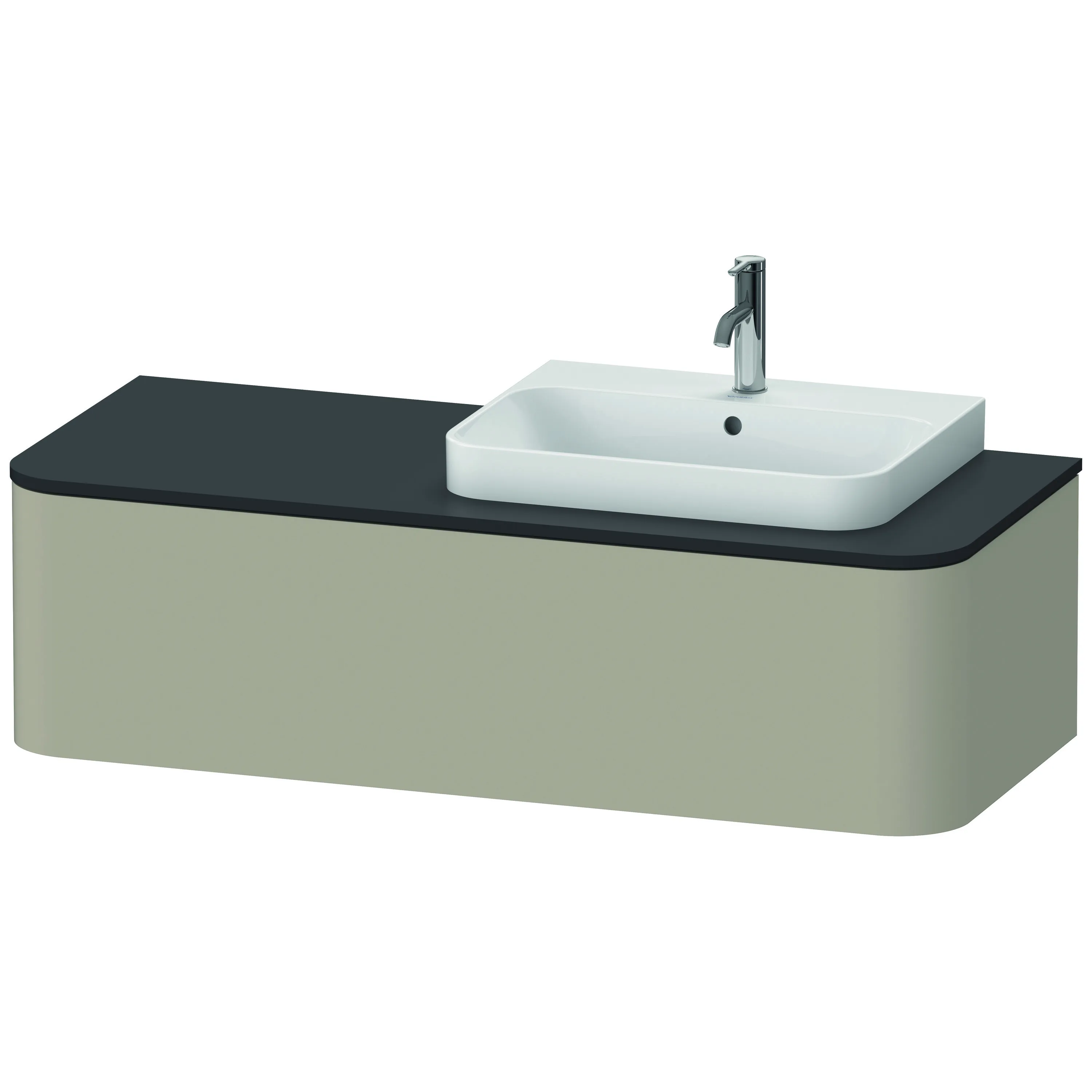 Duravit Waschtischunterschrank wandhängend „Happy D.2 Plus“ 130 × 35,4 × 55 cm Taupe Seidenmatt, rechts Duravit Waschtischunterschrank wandhängend „Happy D.2 Plus“ 130 × 35,4 × 55 cm Taupe Seidenmatt, rechts