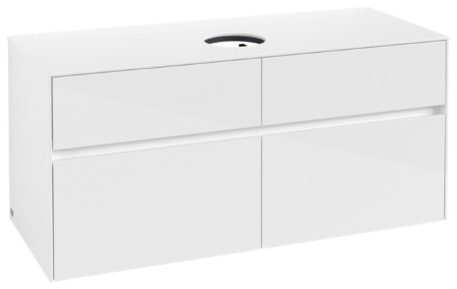 Villeroy & Boch Waschtischunterschrank „Collaro“ für Schrankwaschtisch 120 × 54,8 × 50 cm Waschbecken mittig in Glossy White, Sonderangebot, 