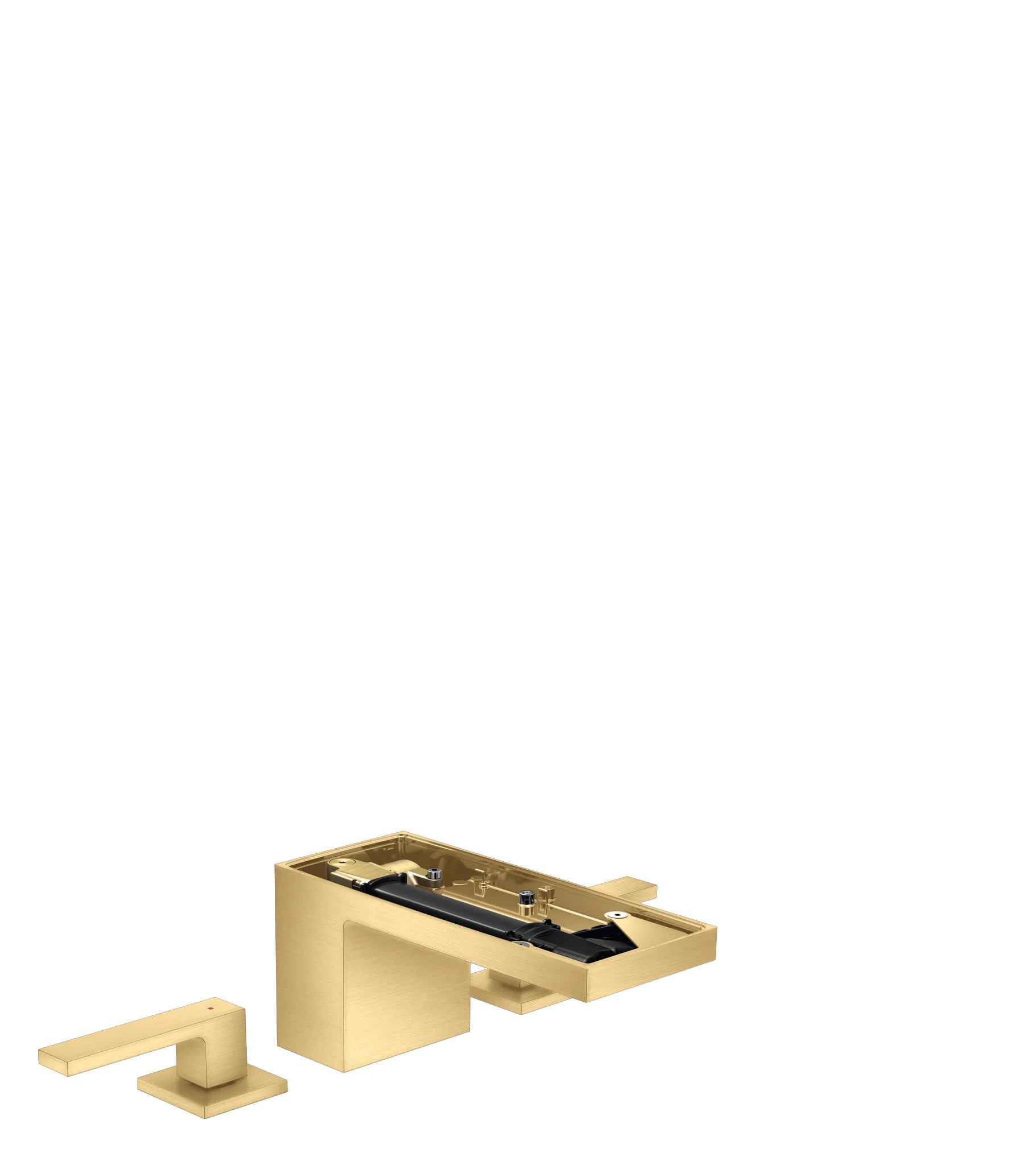 Hansgrohe AXOR MyEdition 3-Loch Waschtischarmatur Brushed Gold Optic, Ausladung 151 mm, Auslaufhöhe 70 mm, Hebelgriff, PowderRain Strahlart, max. Durchflussmenge 5 l/min Hansgrohe AXOR MyEdition 3-Loch Waschtischarmatur Brushed Gold Optic, Ausladung 151 mm, Auslaufhöhe 70 mm, Hebelgriff, PowderRain Strahlart, max. Durchflussmenge 5 l/min