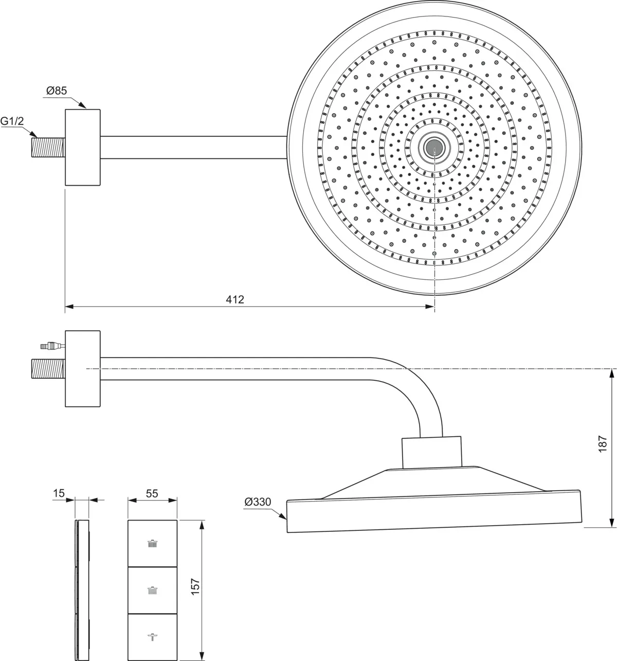 Duschkopf „IdealrainSolos“ in Chrom