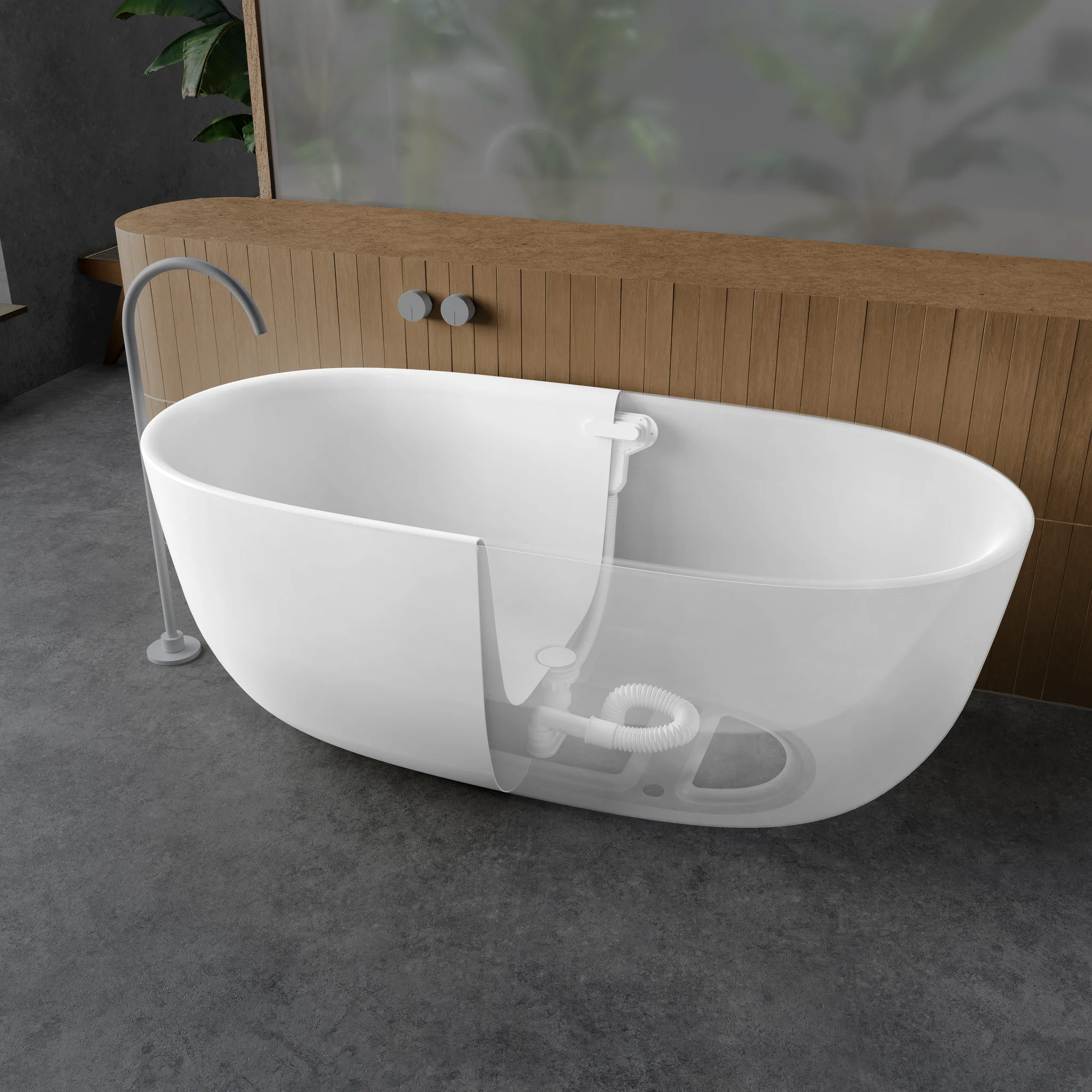 Kaldewei MEISTERSTÜCK OYO DUO Badewanne, alpinweiß, oval, 1630x770 mm, freistehend mit mittigem Ab- und Überlaufdeckel