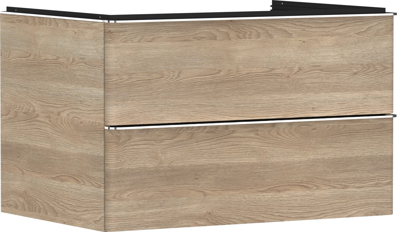 Hansgrohe Xelu Q Waschtischunterschrank Eiche Natur 780x540 mm mit 2 Schubkästen, verchromte Griffe, SoftClose, vormontiert Hansgrohe Xelu Q Waschtischunterschrank Eiche Natur 780x540 mm mit 2 Schubkästen, verchromte Griffe, SoftClose, vormontiert