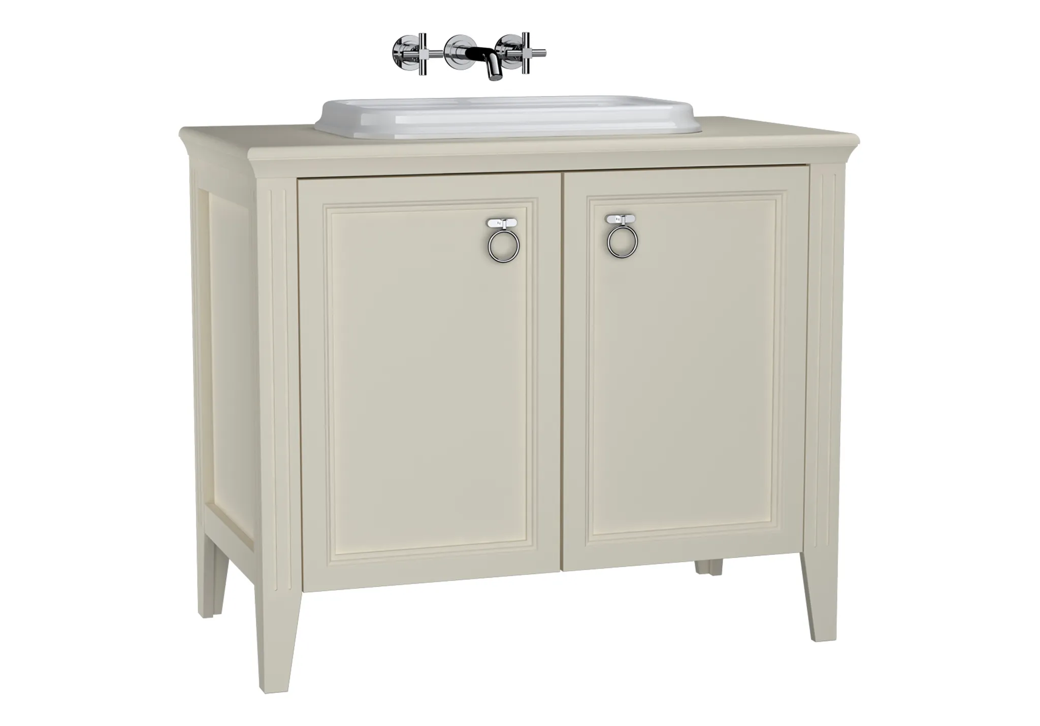 Valarte Set 98 cm Einbauwaschtisch + Waschtischunterschrank 2 Türen Elfenbein Matt Valarte Set 98 cm Einbauwaschtisch + Waschtischunterschrank 2 Türen Elfenbein Matt