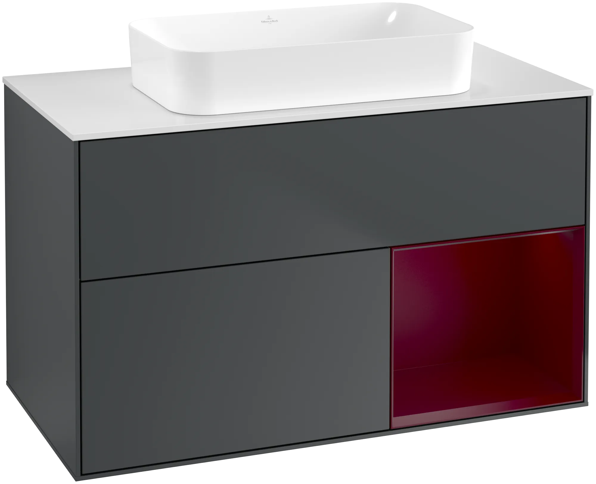 Villeroy & Boch Finion Waschbeckenunterschrank G66, Midnight Blue Matt Lacquer / Peony Matt Lacquer / Glass White Matt