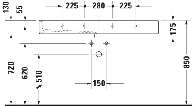 Wandwaschtisch „Vero“, mit Überlauf, Hahnlochposition mittig Wandwaschtisch „Vero“, mit Überlauf, Hahnlochposition mittig