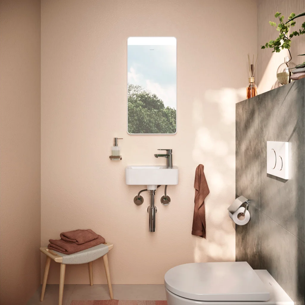 Hansgrohe Xarita Lite Q Spiegel mit horizontaler LED-Beleuchtung, IR-Sensor, Mattweiß, Maße: 360 x 700 x 30 mm