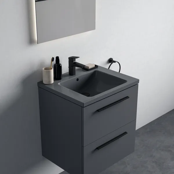 Waschbecken „i.lifeB“ 61 × 51 × 18 cm, Hahnlochposition mittig in Grau Waschbecken „i.lifeB“ 61 × 51 × 18 cm, Hahnlochposition mittig in Grau