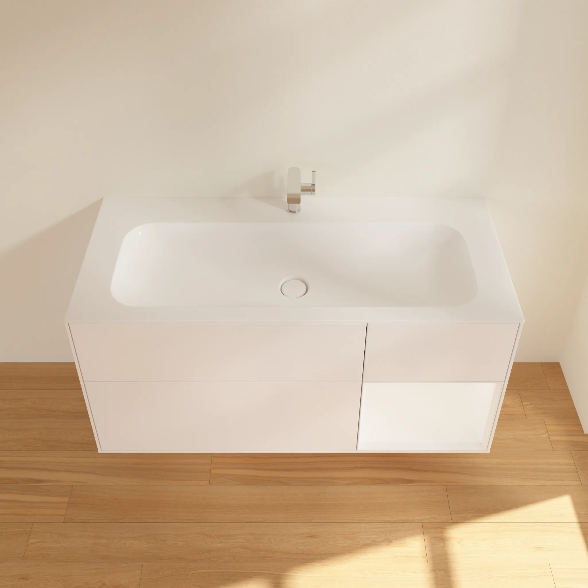 Villeroy & Boch Waschtischunterschrank „Finion“ für Schrankwaschtisch 1196 × 591 × 498 mm White Matt Lacquer, für Becken mittig