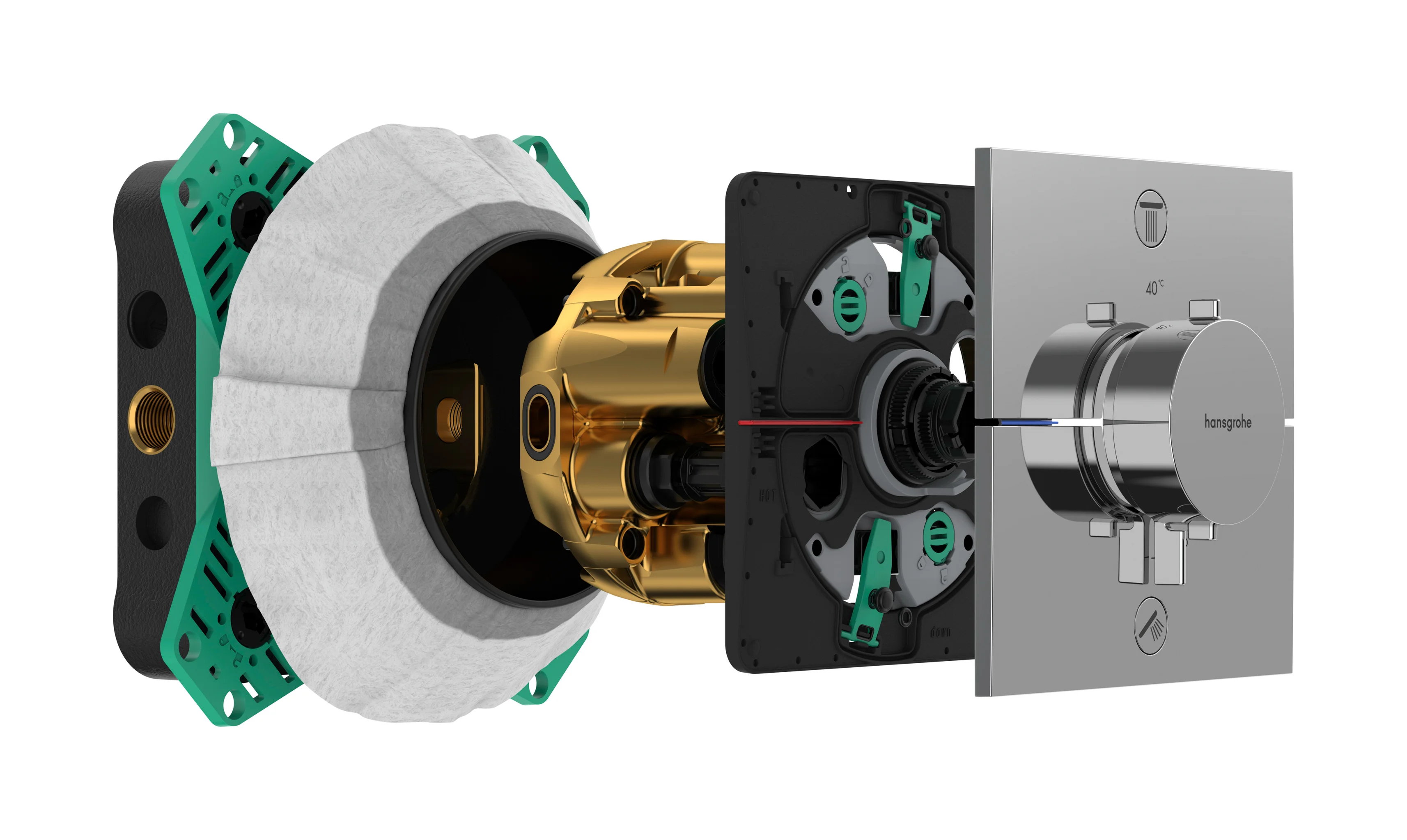 Hansgrohe iBox universal 2 Grundkörper - wärme- und schallisolierend, rotationssymmetrische Montage, einstellbarer Montagering in 5 mm Schritten, für alle neuen Brausen-, Wannen- und Thermostat-Fertigsets Unterputz (ShowerSelect Comfort, DuoTurn)
