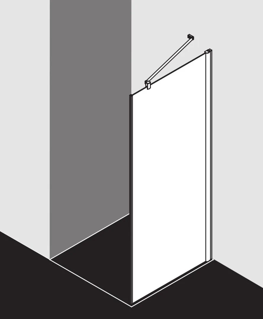Kermi Seitenwand für Ecke „PEGA“ Glas Klar, Profile Silber Hochglanz, BV: 665 - 690 mm GAK: 650 - 675 mm WE: 675 - 700 mm H: 1850 mm