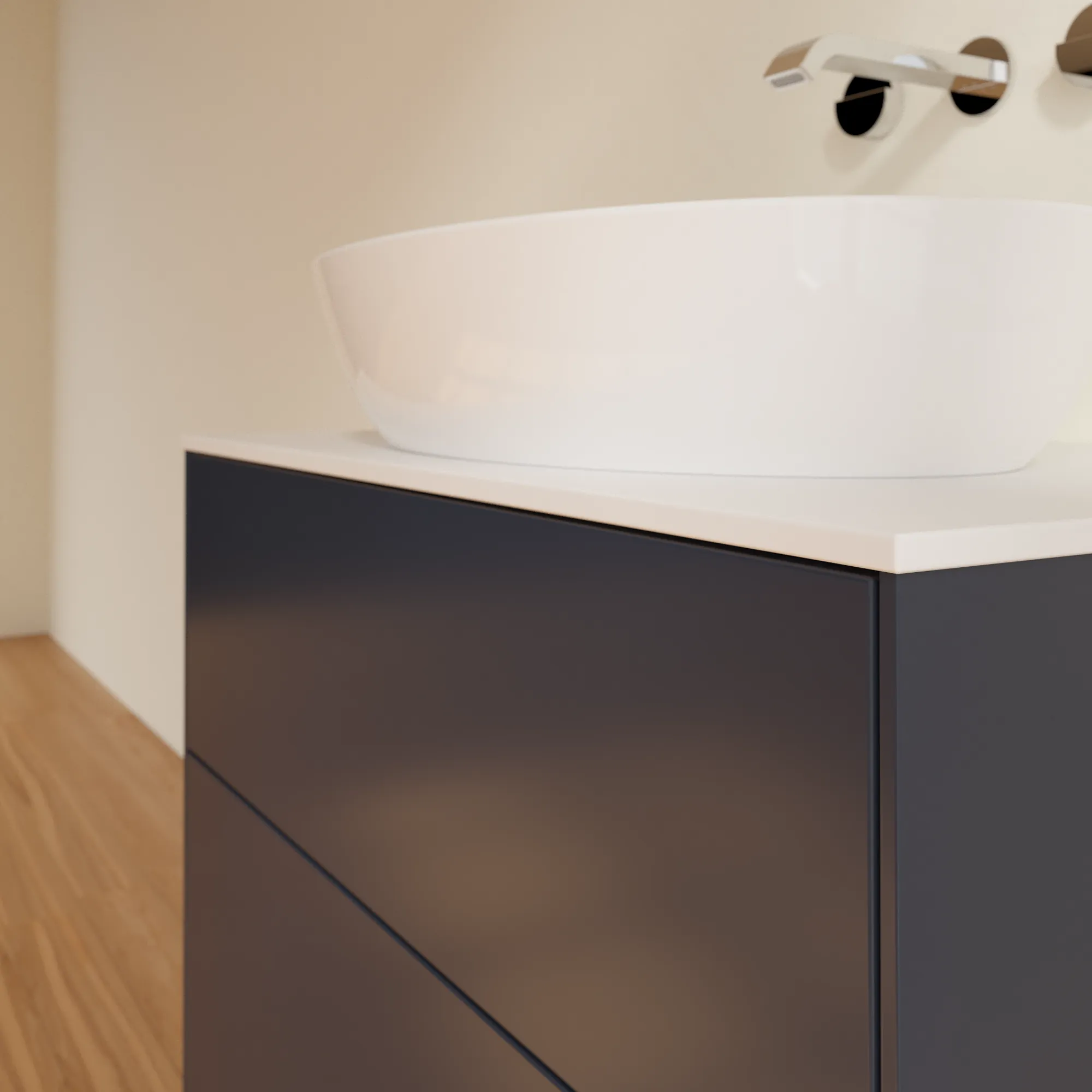 Villeroy & Boch Waschtischunterschrank „Finion“ für Schrankwaschtisch 800 × 603 × 501 mm Midnight Blue Matt Lacquer, ohne Hahnlochbohrung, für Becken mittig