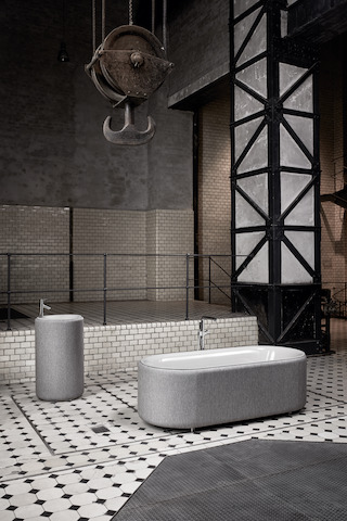 Freistehender Waschtisch „BetteLux Oval Couture“ ⌀ 50 × 90 cm in Weiß