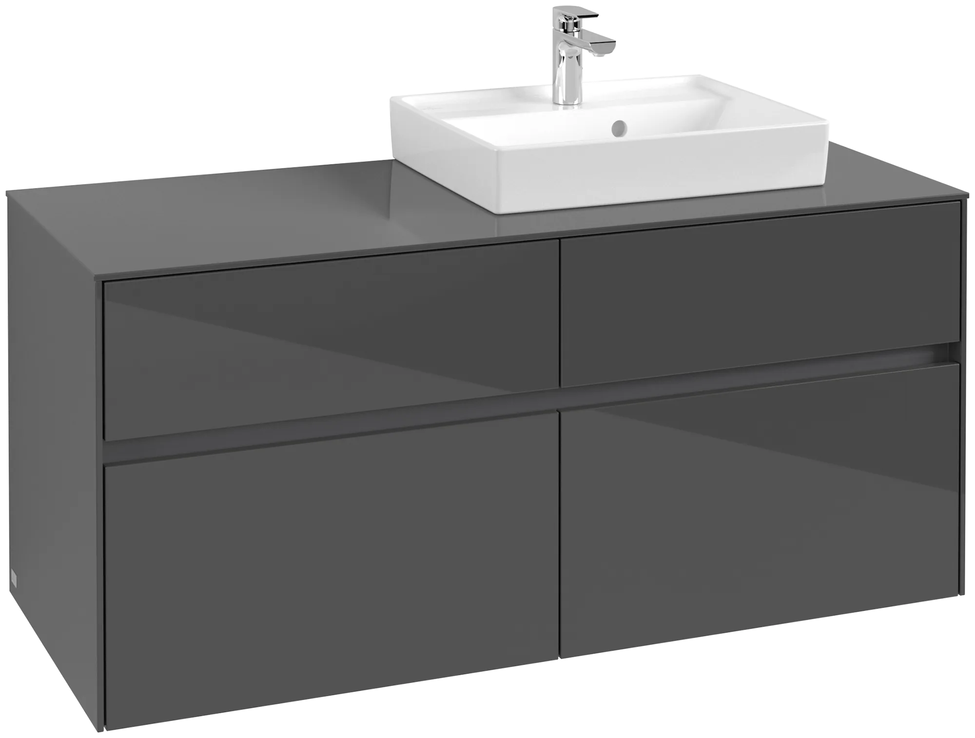 Villeroy & Boch Collaro Waschbeckenunterschrank C07200, 1200 x 548 x 500 mm, Glossy Grey