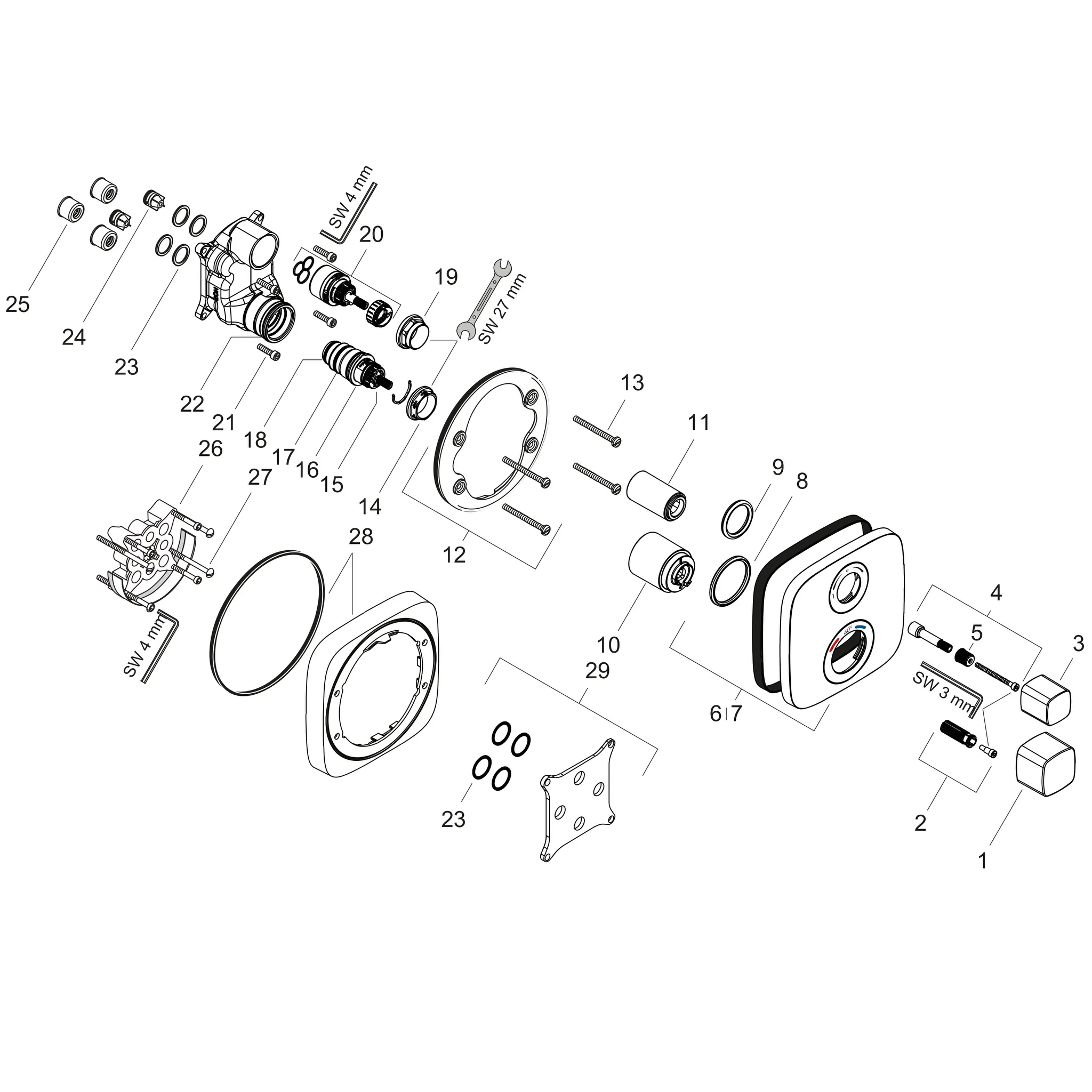 Thermostat Unterputz Ecostat E Fertigset 2 Verbraucher chrom Thermostat Unterputz Ecostat E Fertigset 2 Verbraucher chrom