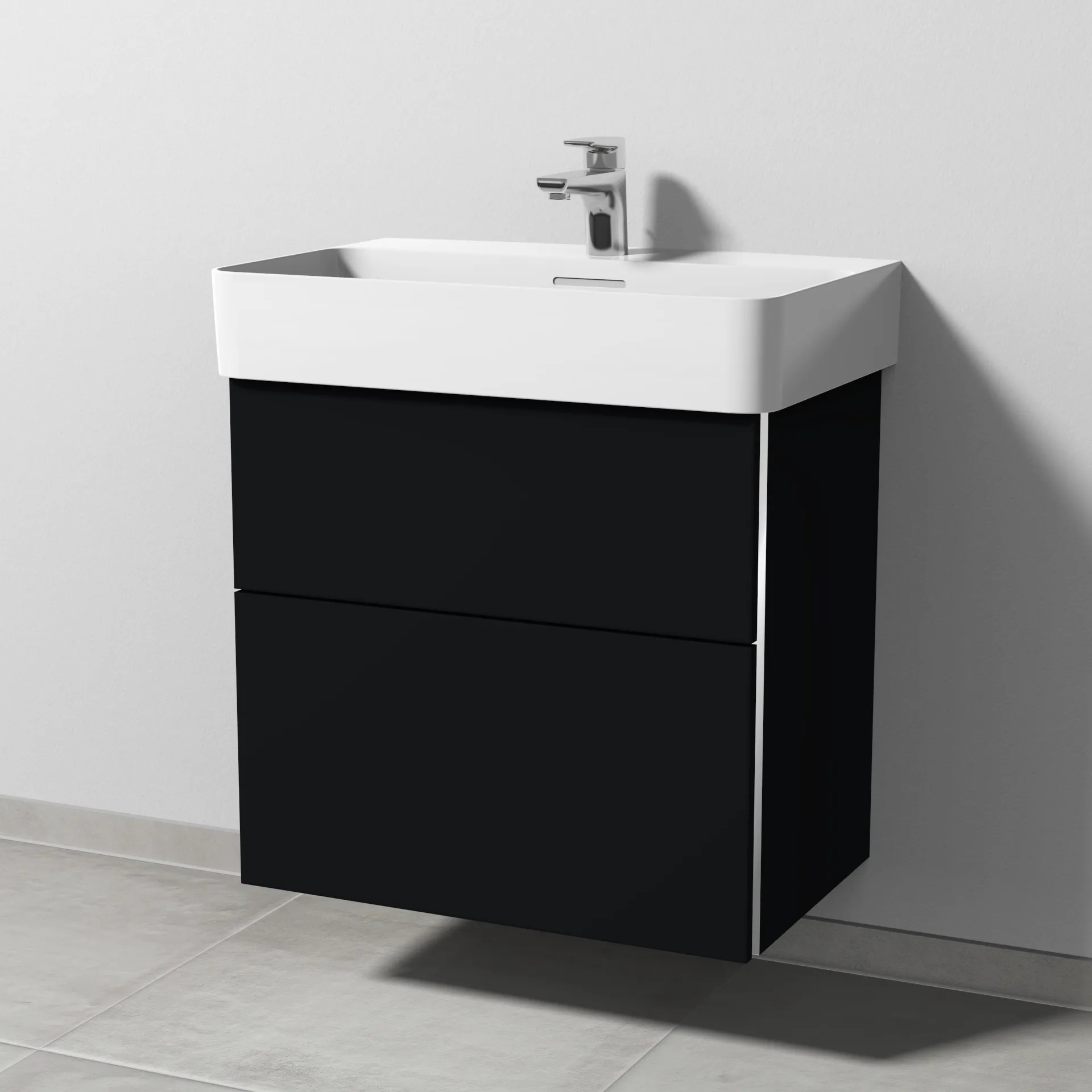 Sanipa Waschtischunterschrank „3way“ passend zu Keramik-Waschtische VAL von Laufen 610 × 588 × 397 mm in Schwarz (matt)