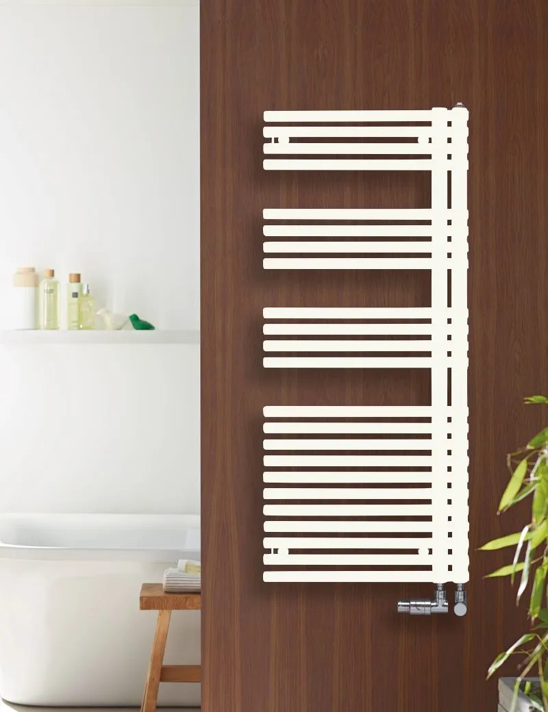 Zehnder Design-HK Forma Asym, links LFAL-120-060 – Badheizkörper in Weiß Quarz