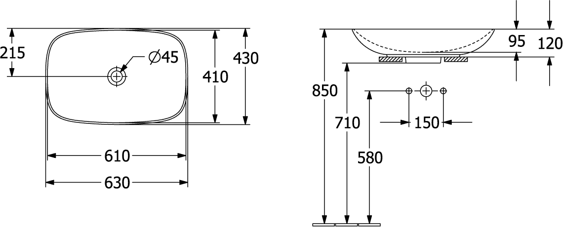 Villeroy & Boch Loop & Friends Aufsatzwaschbecken TitanCeram 620x420mm Rechteck Villeroy & Boch Loop & Friends Aufsatzwaschbecken TitanCeram 620x420mm Rechteck
