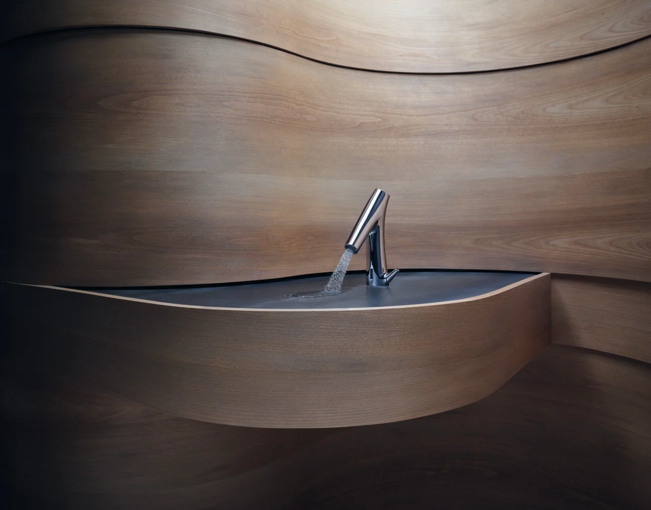 Hansgrohe AXOR Starck Organic Waschtischmischer Elektronik Batteriebetrieb Chrom ComfortZone 90 Brausestrahl 5 l/min Temperaturregulierung Infrarotnäherungselektronik Hygienespülung Dauerspülung manueller Wasserstop G 3/8 Anschlussschläuche